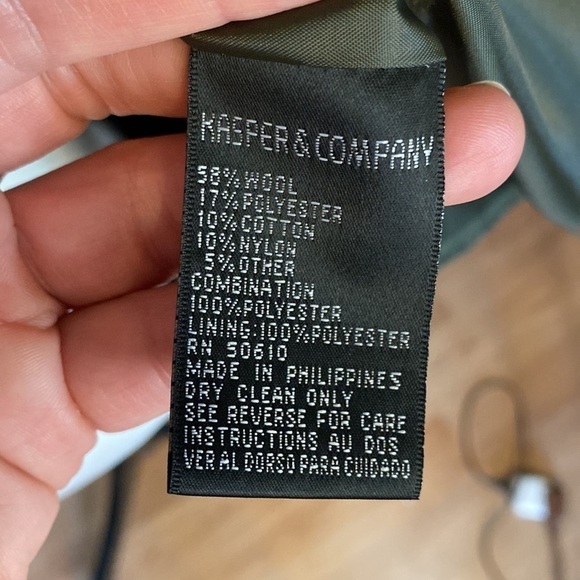 Kasper & Company Green Tweed Wool Blend Zip Up Fall Jacket Size 12 - Picture 15 of 15